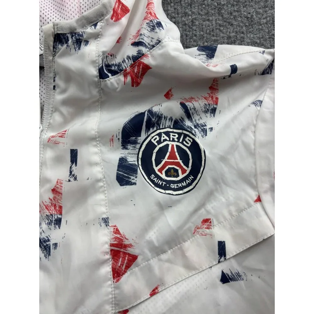 Paris Saint-Germain Jacket Kids XL White Red Blue Nike Hooded Soccer Windbreaker